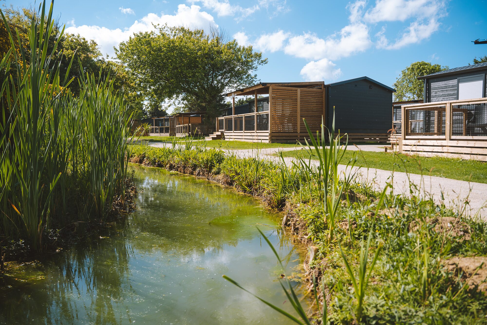 Premium-cottage Nautilhome met zicht op het meer voor 4 personen op Camping Portland, foto 1 van 14