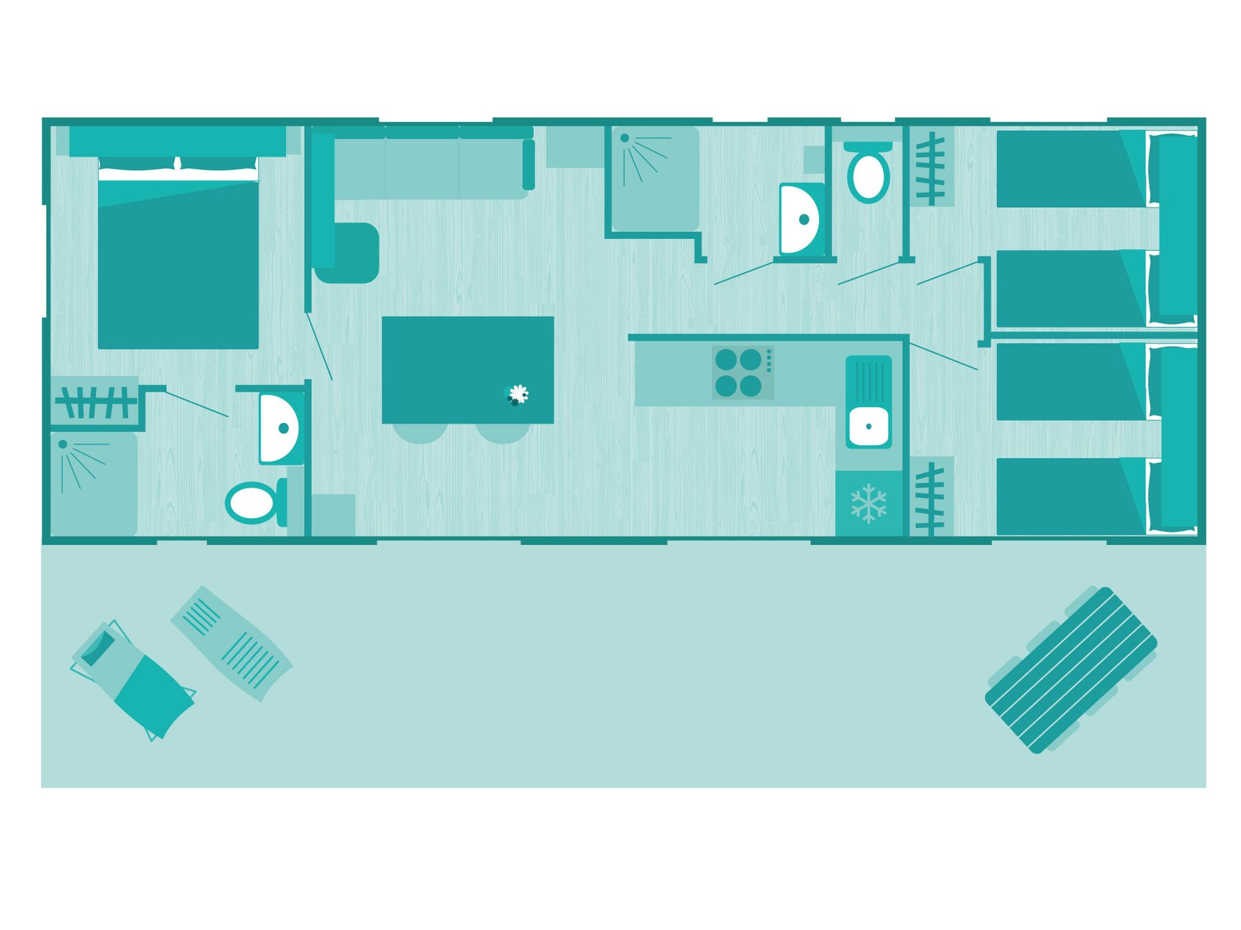 Plan du Cottage 4 fleurs · 2 sdb 6 personnes