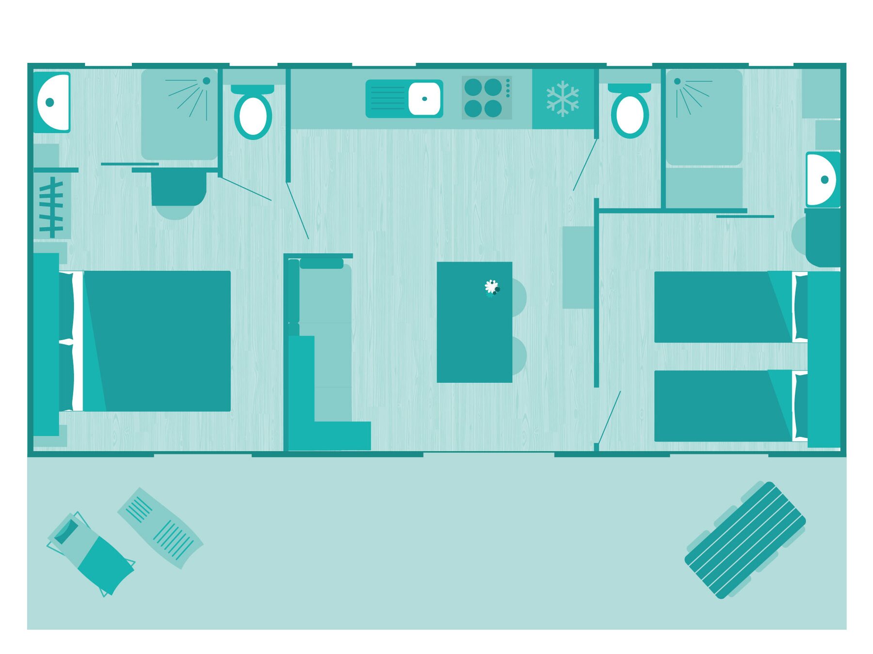 Plattegrond van de Premium-cottage voor 4 personen