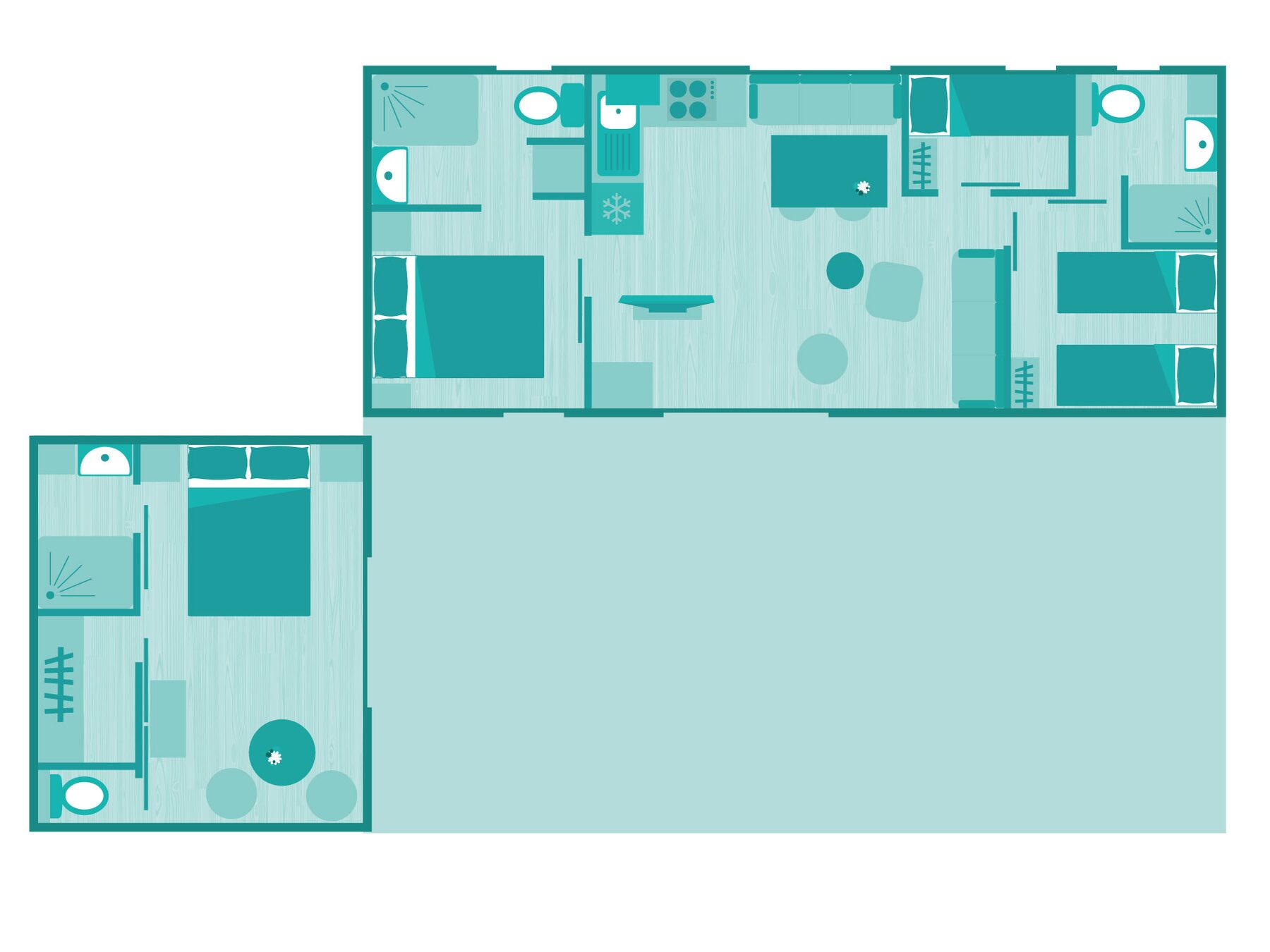Plattegrond van de Premium-cottage voor 8 personen